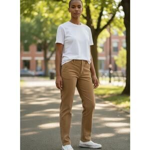 LANDS END TAN CORDUROY STRAIGHT LEG POCKETS COTTON/SPANDEX SIZE 6